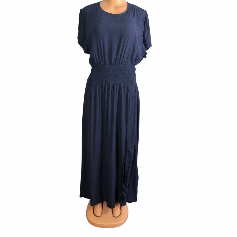 Wilfred Navy Blue Maxi Dress with Smocked Waist - Picture 6 of 13